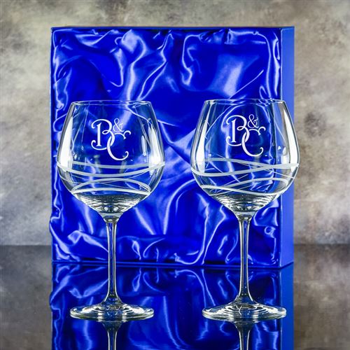 Engraved Crystal Gin Swirl Bloom Presentation boxe