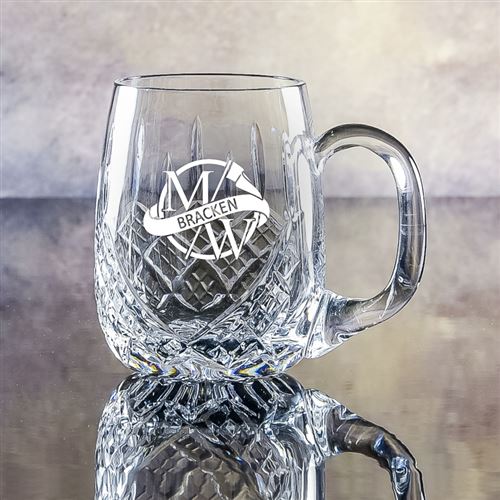 Small Crystal Engraved Barrel Tankard