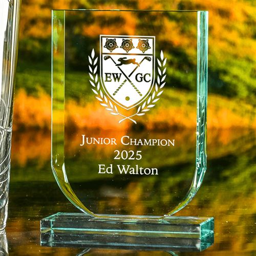 Medium Crystal Engraved Shield Plaque