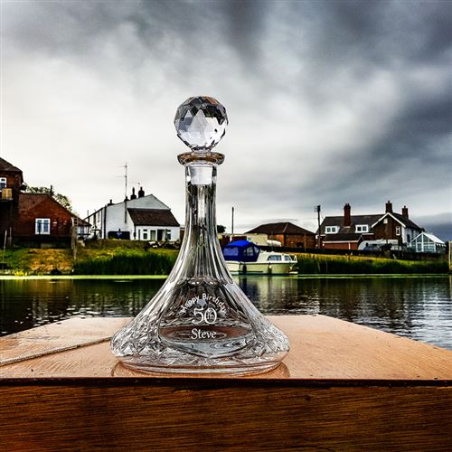 Crystal Engraved Nelson Cut Ships Decanter